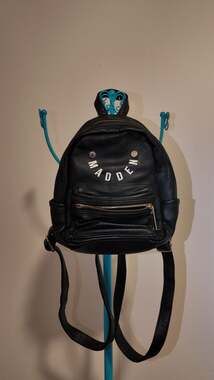 Steve Madden Black Pebbled Faux Leather Mini Backpack